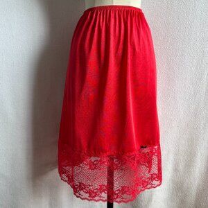 1970s Red Nylon Lacey Half Slip